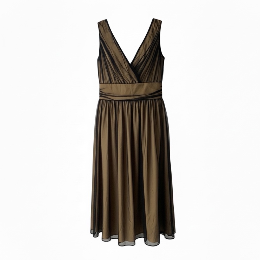 CLIFFORD & WILLS Y2K Sheer Mesh Dress Fairy Tan Black Size 14